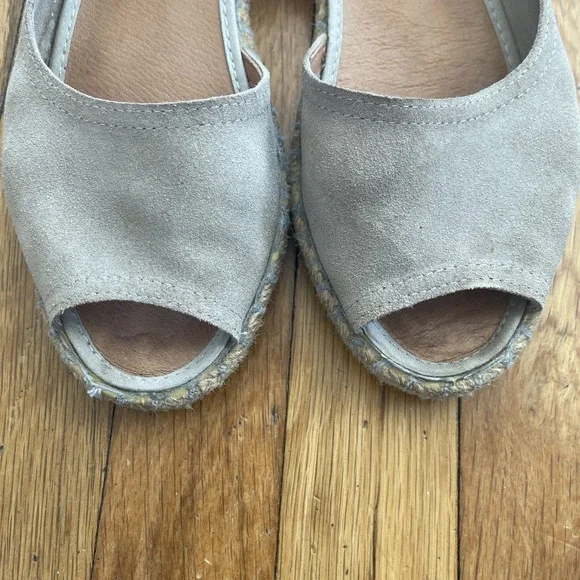 Verbenas Cruz Open Toe Suede Espadrille in Tan Piedra Size 38 Made In Spain - Picture 7 of 13